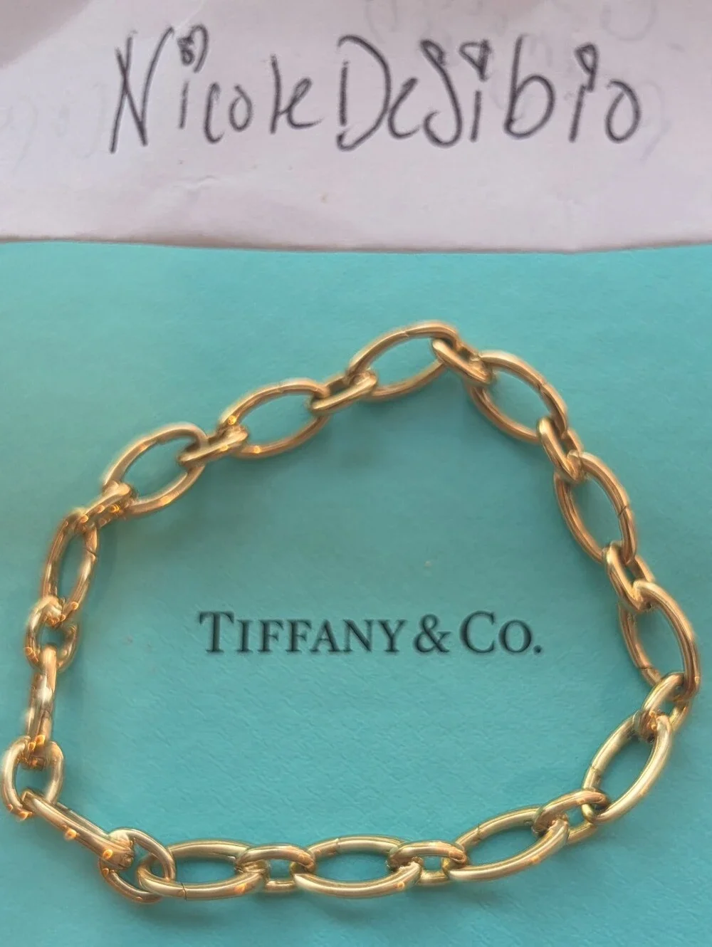 Tiffany & Co. 18k Yellow Gold Oval Clasping Charm Bracelet